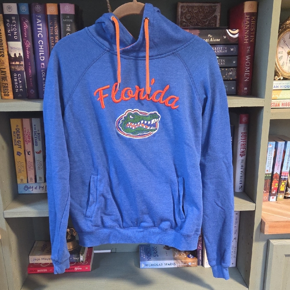 Colosseum Blue Florida Gators Hoodie with Orange Embroidery